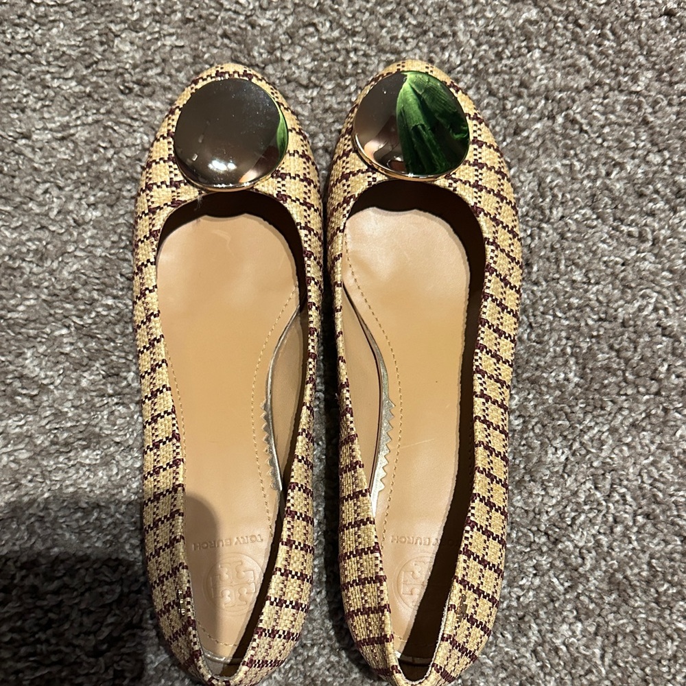 Tory Burch Checkered Flats - Brown and Cream